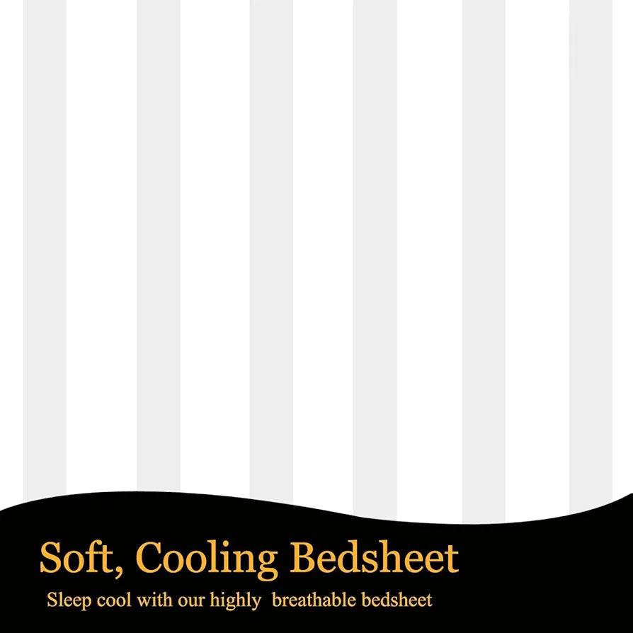 Fresh From Loom Soft Skin Safe Breathable Single Size Flat Bedsheets Set with 1 Pillow Covers 144 tc White