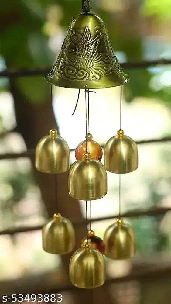 Click Metal and Wooden Dragon 6 Bell Wind Chime
