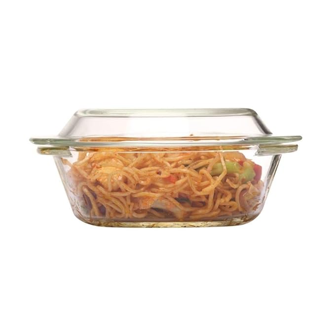 Femora Borosilicate Serving Bowl | Glass Casserole Set, Glass Bowl With Lid, Microwave Safe Bowl Set | 700 Ml
