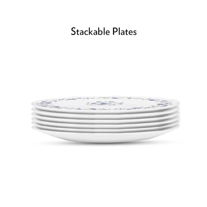 Larah by Borosil Helena Full Plate | Set of 6 | 11 Inch | White