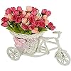 Cycle Shape Flower Vase with Peonies Bunches for Home Decor (19 cm x 21 cm)