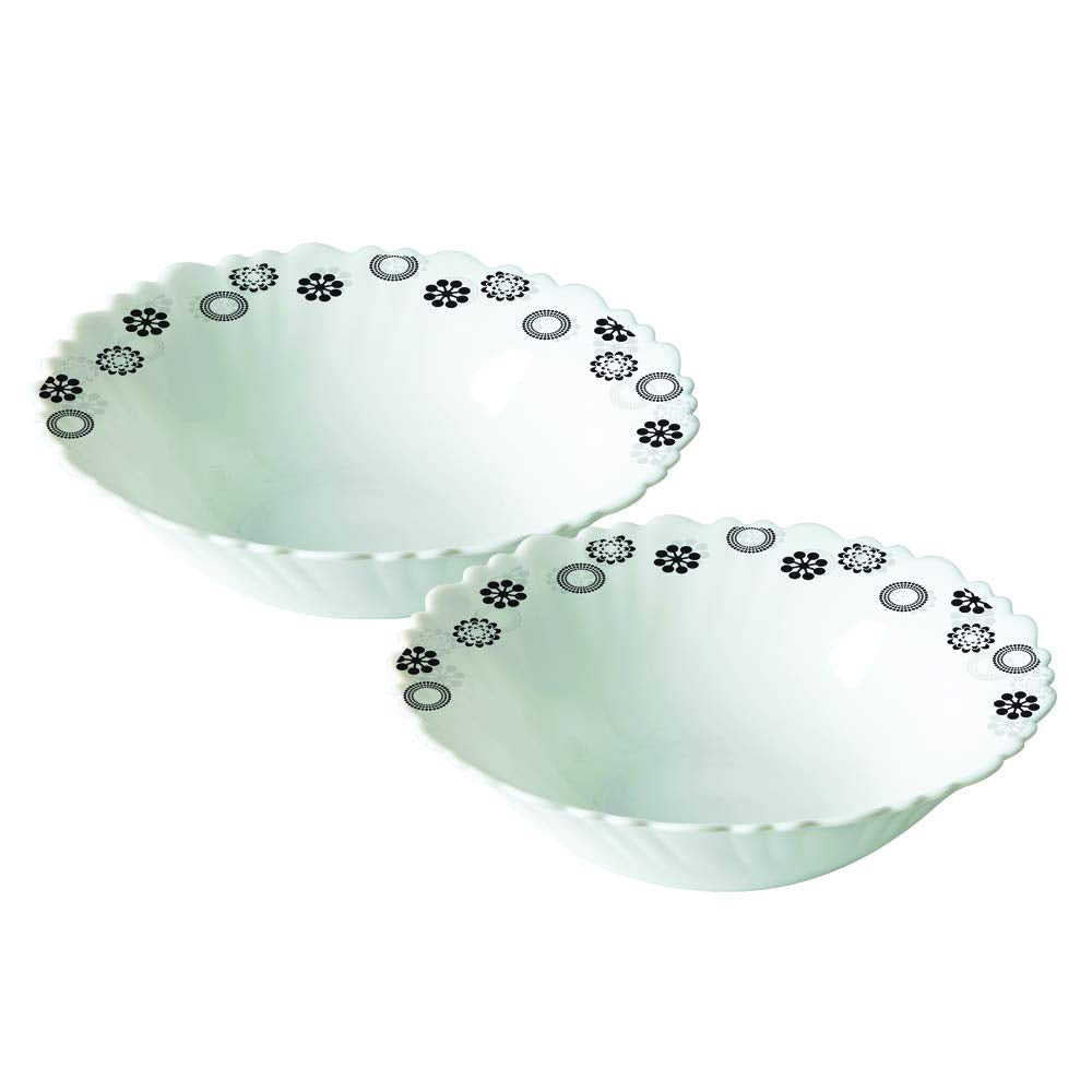 Larah by Borosil Opalware Bowl | 2 Pcs | White