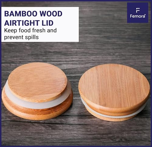 Femora Kitchen Storage Jars Borosilicate Glass Jars for Kitchen With Wooden Lid Air Tight Jar | 550 Ml | Pack of 1 | Transparent