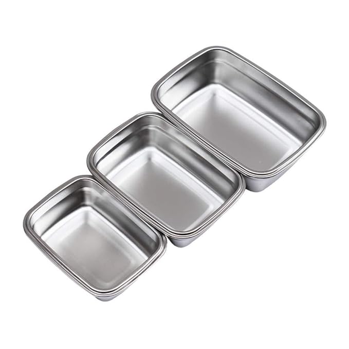 Femora Lunch Box High Steel Rectangle Heavy Duty Airtight Leakproof Unbreakable Storage Container With Lock Lid | 850 Ml | Set of 3