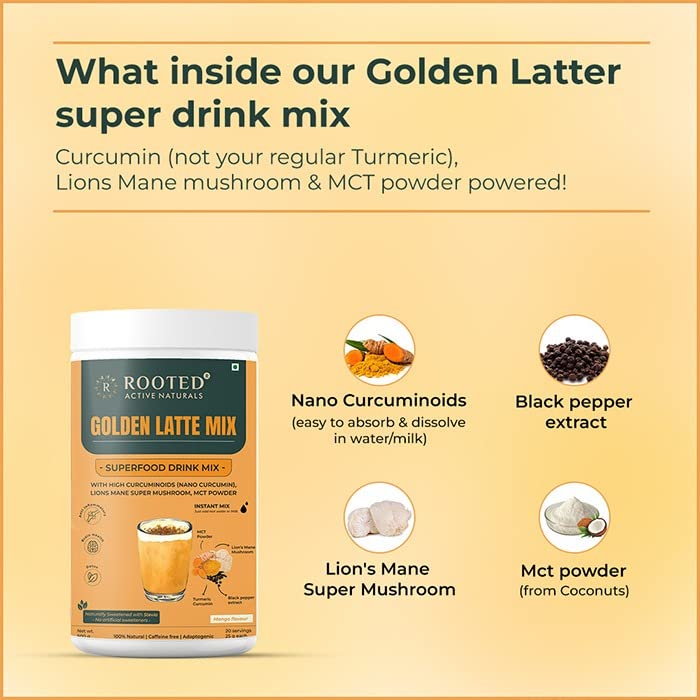 Rooted Actives Golden Turmeric Milk Latte Mix powder - 500 gms