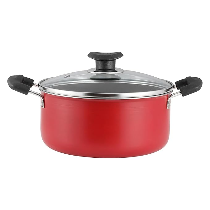 Vinod Zest Inducto Aluminium Non Stick Saucepot with Glass Lid - 3.1 Litre, 20cm | 3mm Thick