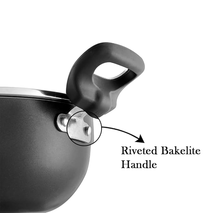 Vinod Zest Marbilo Non-Stick Deep Kadai with Glass Lid 3.3 litres (26 cm Diameter) with Riveted Sturdy Handles