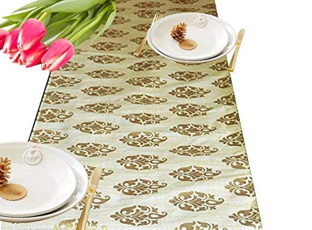 Pink Parrot Durable Dopian Silk Table Runner Large Colour Beige