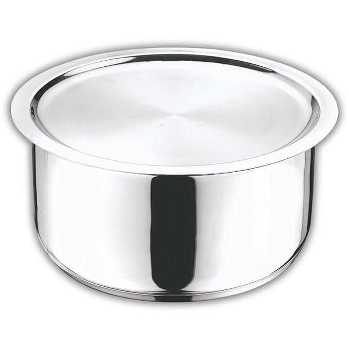 Vinod Stainless Steel 304 Grade Tope | Patila | Topiya With Lid - Diameter 20 Cm | Capacity 3 Litres