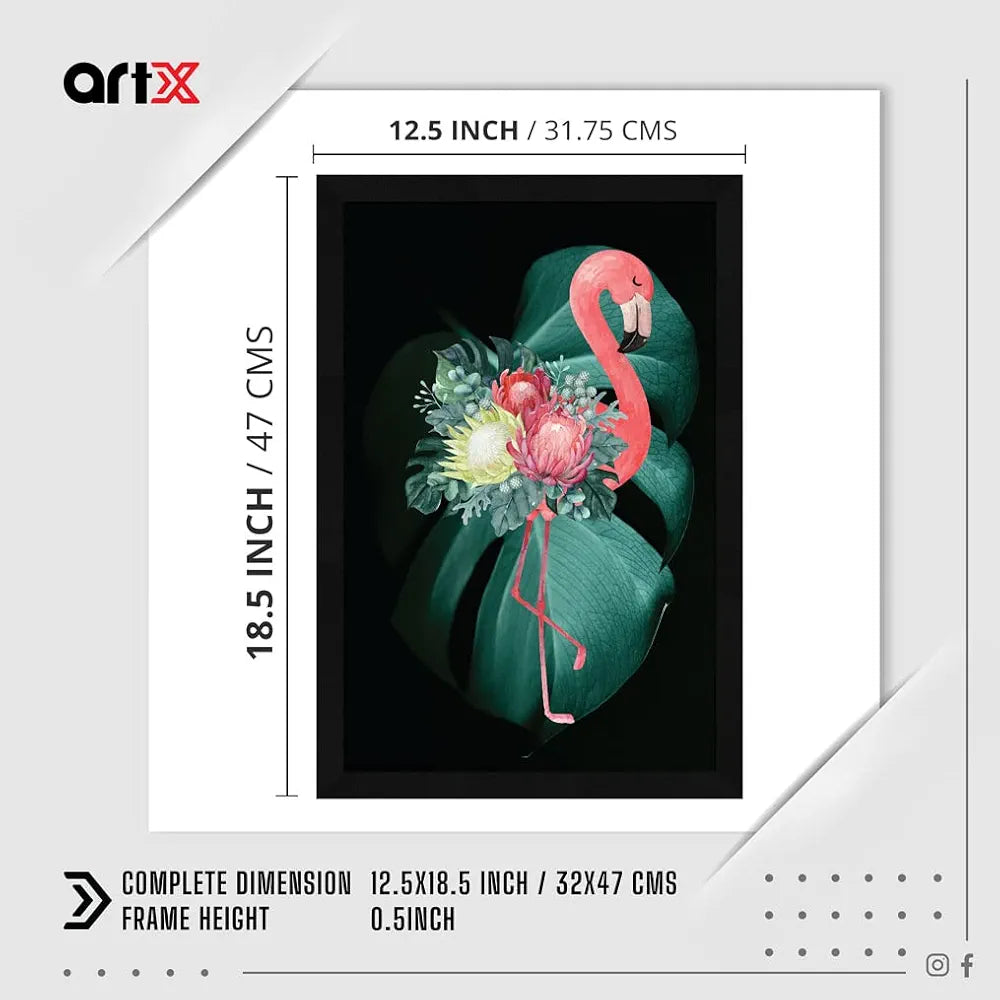 ArtX Paper Flamingo Bird Wall Art Painting Multicolor Bird