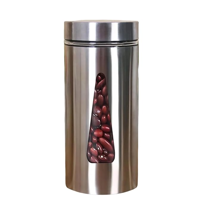 Femora Kitchen Storage Jars Steel Finish With See Through Window Jar | 1300 Ml | Set of 4