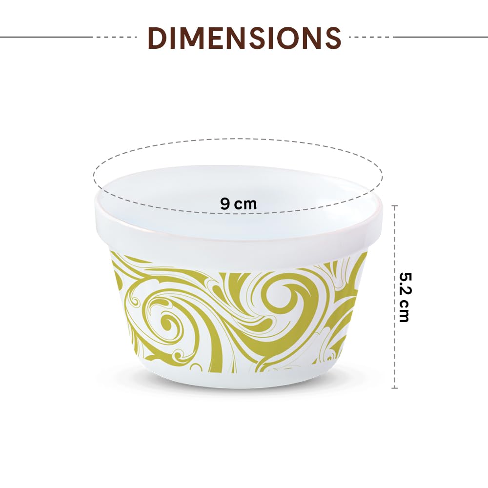 Larah by Borosil Frosty Green Ice Cream Bowl/Dessert Set | Set of 6