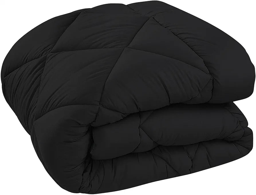 Cloth Fusion Reversible AC Comforter Single Bed Soft Microfibre Quilt Blanket for Winter Black & Grey