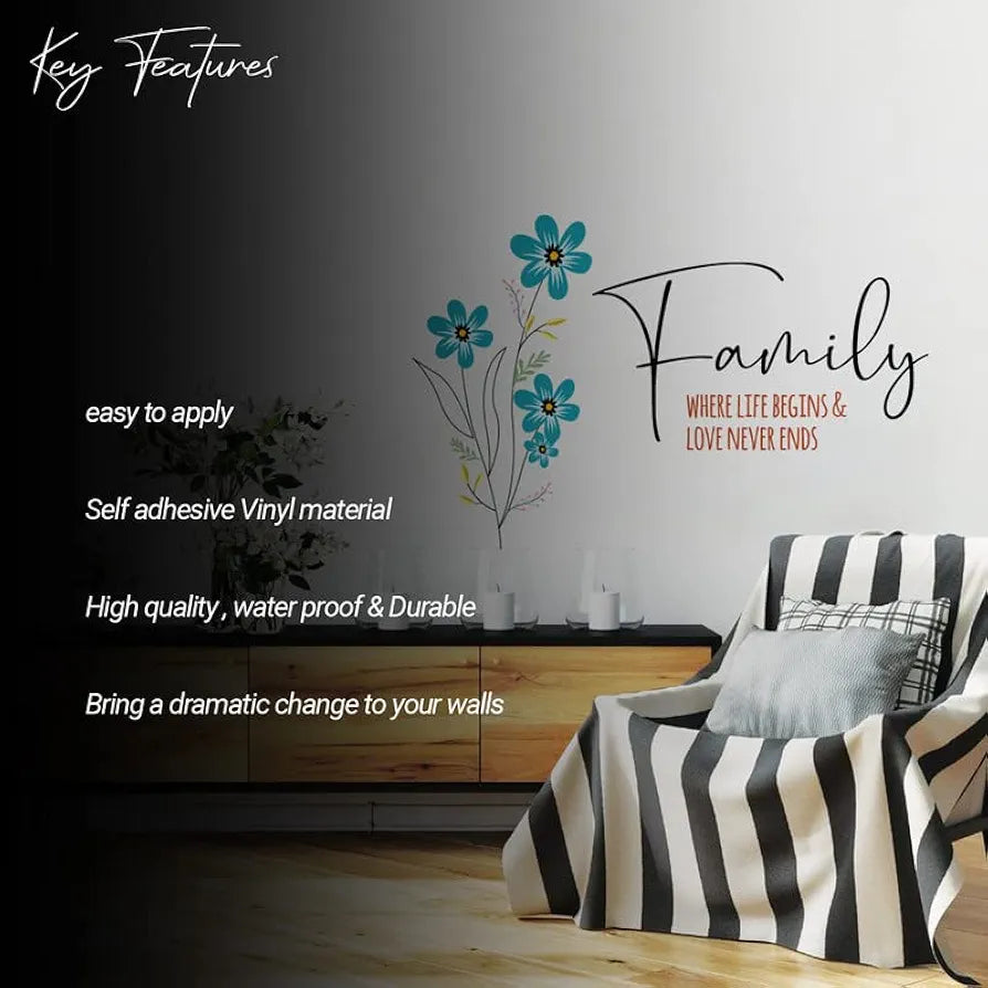 Kotart Colorful Flowers and Quotes Printed PVC Vinyl Stickers