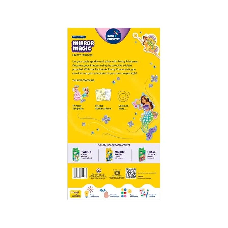 Fevicreate Stick-n-Create Mirror Magic Pretty Princess Kit | Sparkly Stickers | Princess Templates | Travel Friendly | Boosts Creativity | Screen-Free Play | Gifting | Ages 3 +