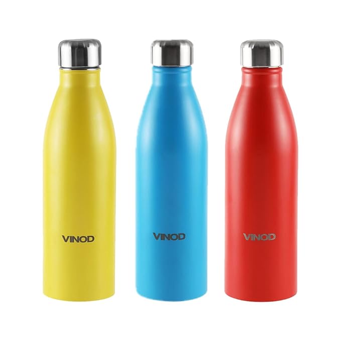 Vinod ICY Classic Stainless Steel Water Bottle Set of 3 - 1000ml