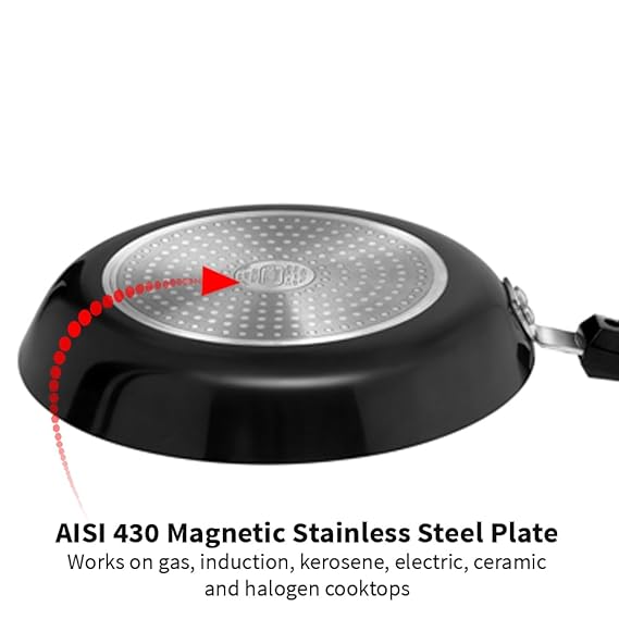 Hawkins Futura 22 cm Frying Pan Hard Anodised Fry Pan with Stainless Steel Lid