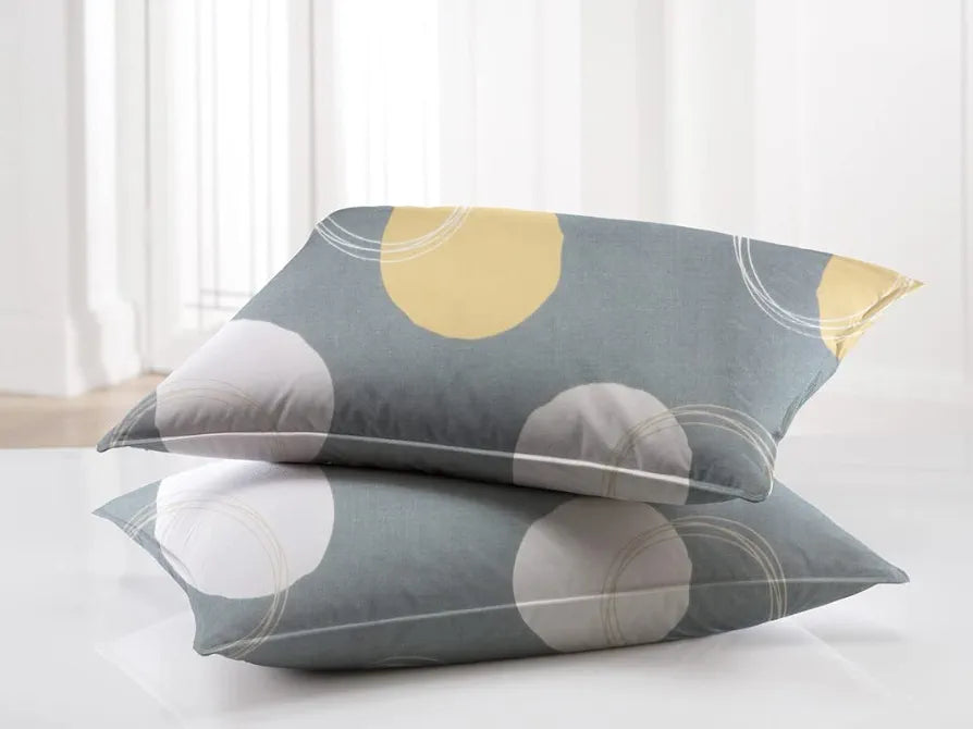 BSB Home Premium Double Bedsheet with 2 Pillow Covers 160 TC 3 Pcs Set Grey and White
