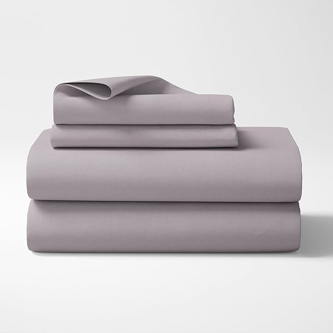 Haus & kinder Cotton Plain Solid Bedsheet for King Size 2 Pillow Covers | Colour Mauve