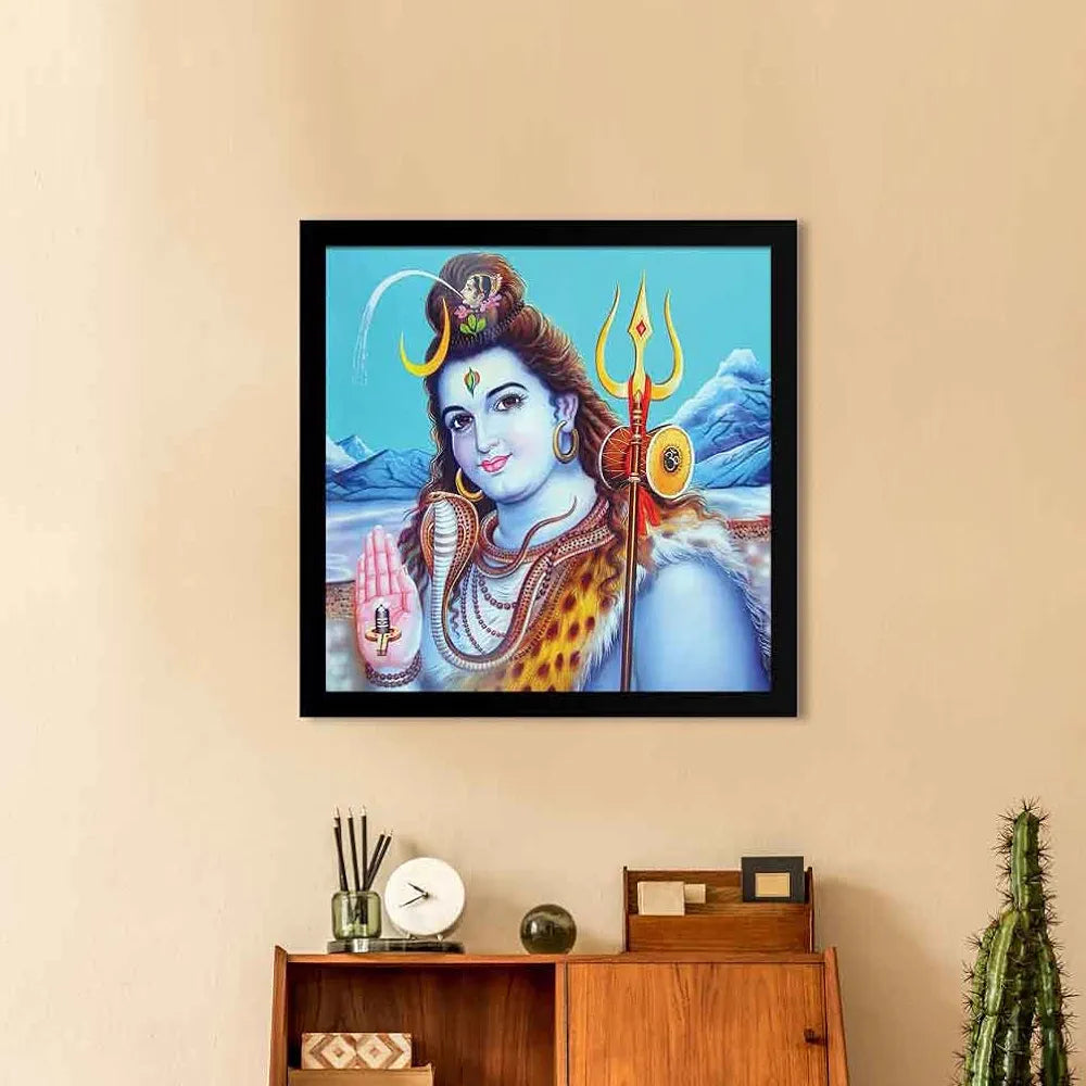 ArtX Mahadev Shiv Shankar Bhole Nath Big Canvas Painting For Living Room With Frame