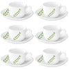 Larah by Borosil Botanica Cup and Saucer Set | 140ml Each | 6-pieces | White