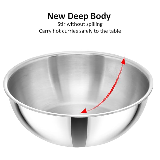 Hawkins 3 Litre Metro Kadhai Triply Stainless Steel Induction Tasla Silver