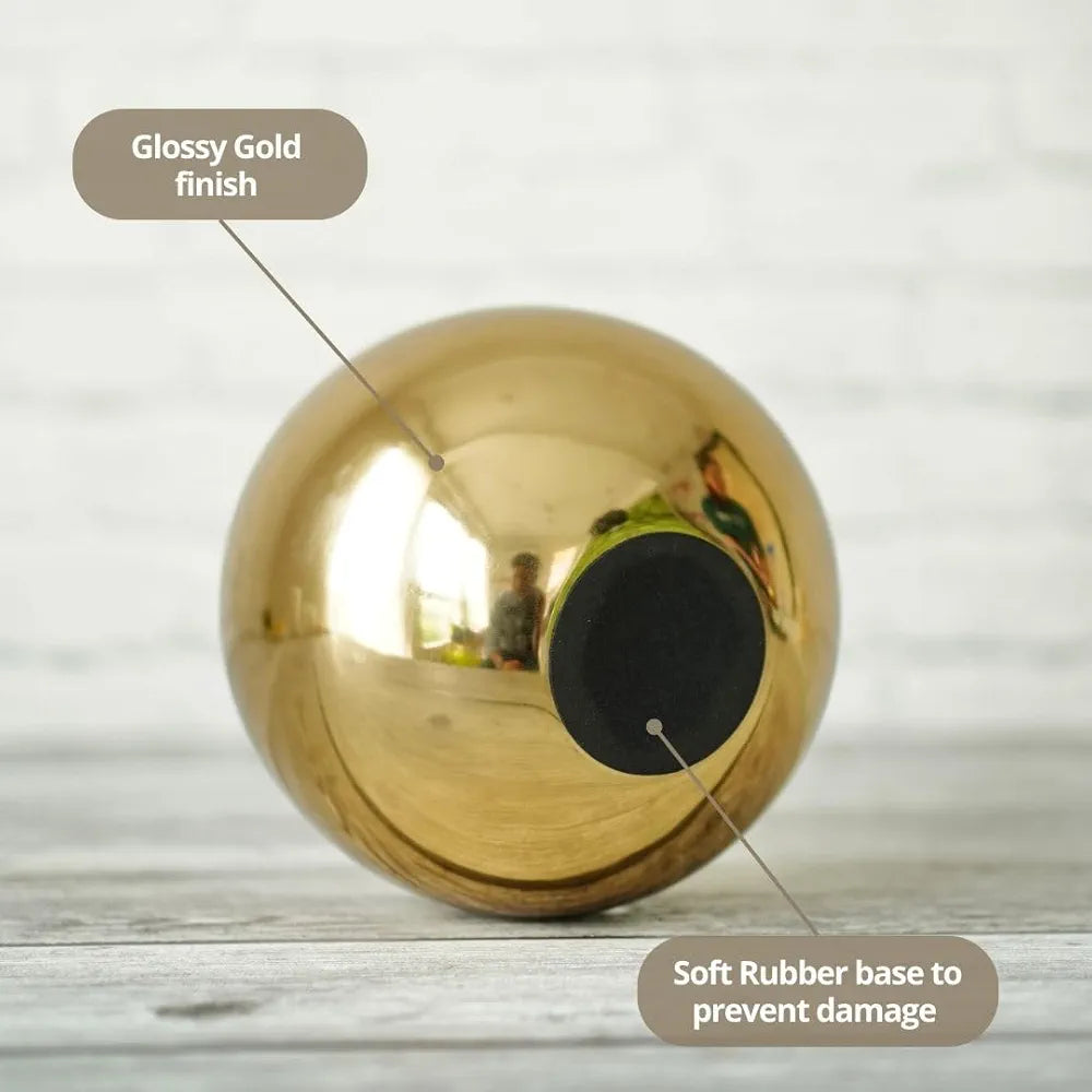 Behoma Metal Ball Round Flower Vase for Home Decor Gold Medium Flowers not Included