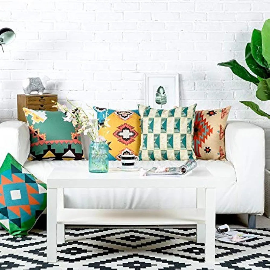 Aerohaven Abstract Set of 5 Traditional Rajasthani Print Cushion Covers Decorative Cotton Covers