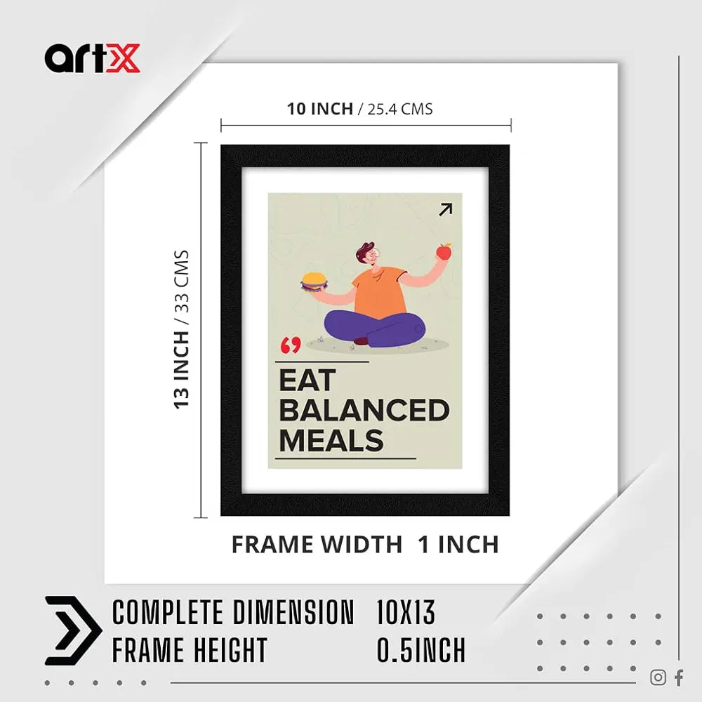 ArtX Paper Eat Balanced Meals Health Quote Wall Frame