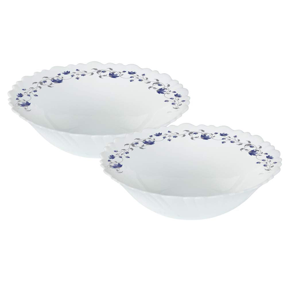 Larah by Borosil Floral Helena (Lh) Opalware Multipurpose Bowl Set | Set of 2 | White | 500 Ml
