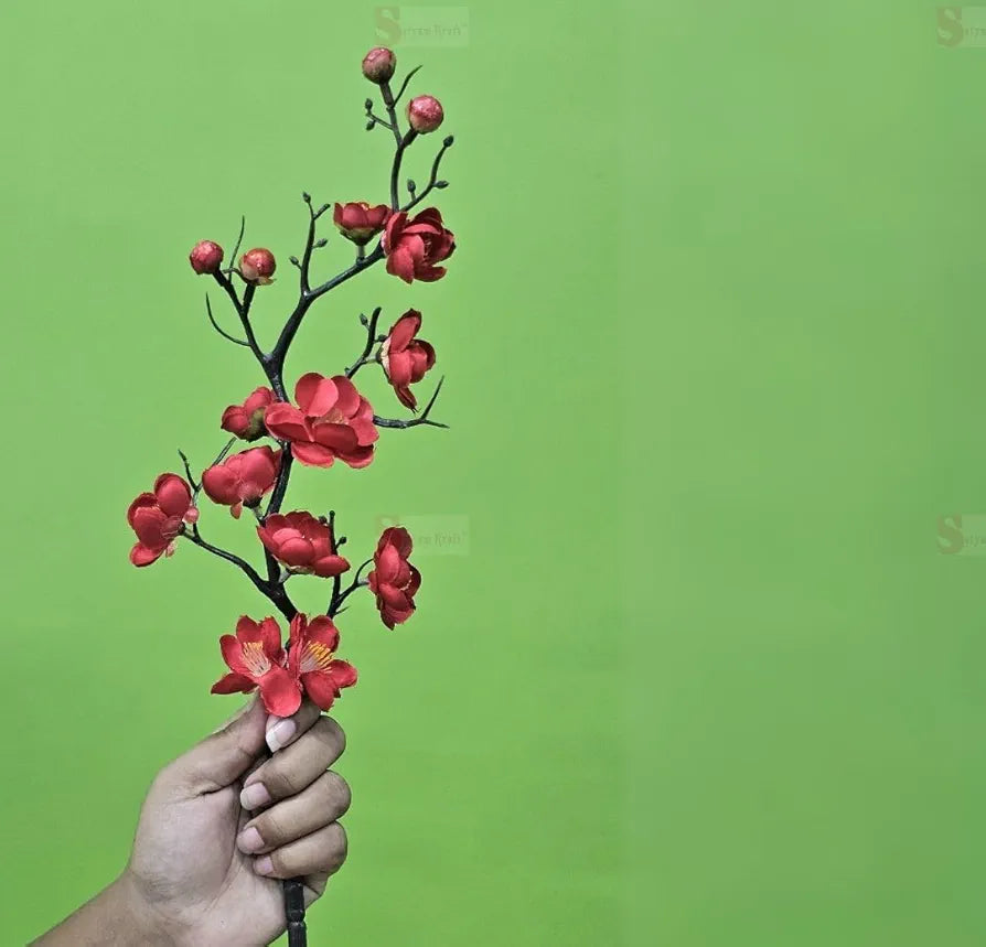 3 Sticks Artificial Blossom Flower Bouquet Sticks Red