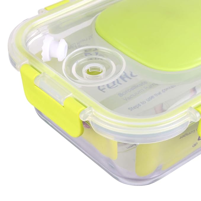 Femora Borosilicate Glass Rectangle Container With Vacuum Pump Lid | 1050 Ml