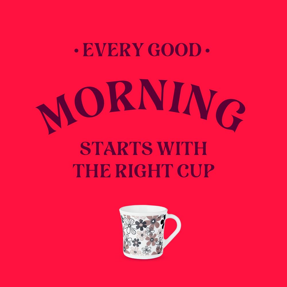 Larah by Borosil Crysta Series Macy Opalware Mug | Set of 6 Tea/coffee Mugs | 160 Ml Each