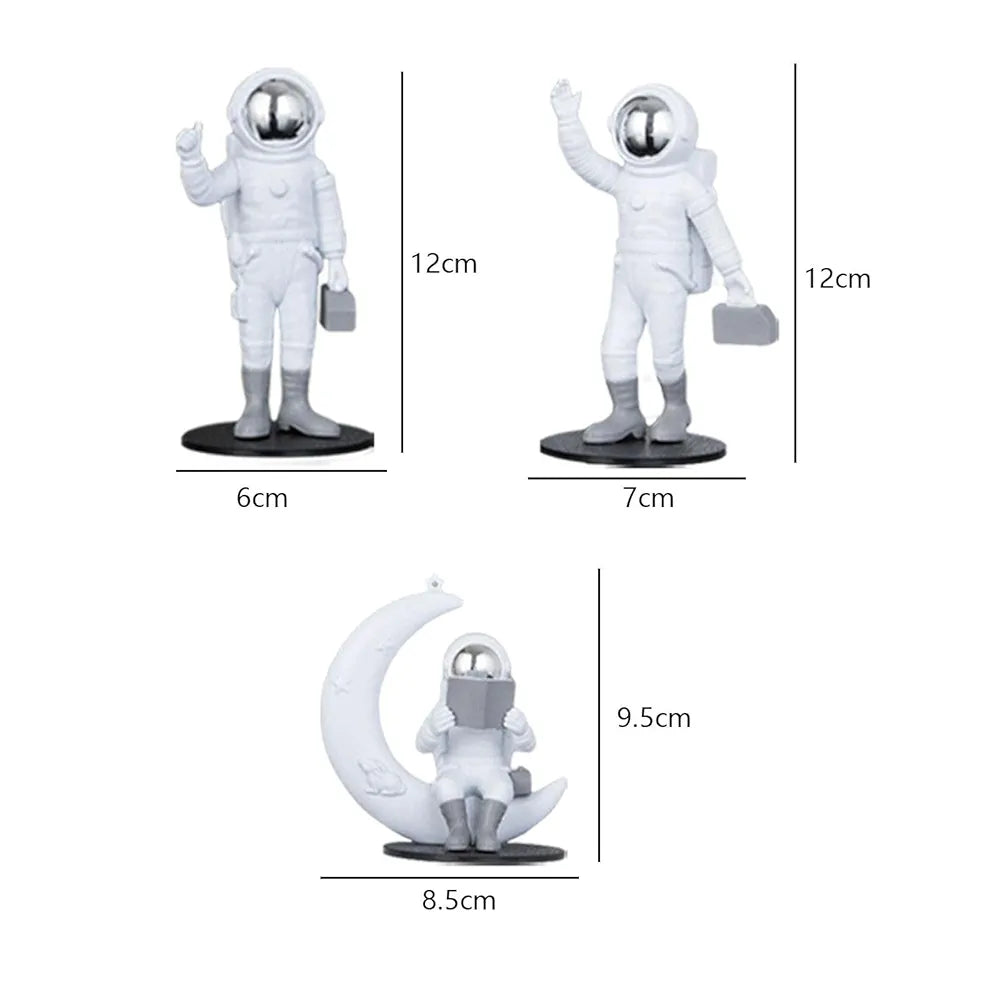 Street27 3pcs Astronaut Figurine Mirror Spaceman Ornament