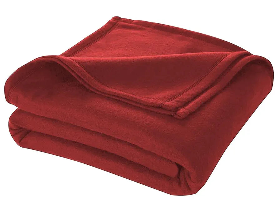 Cloth Fusion Polar Fleece AC Blanket for Winter Single Bed Soft Woolen Blanket for Travel & Sleeping Red