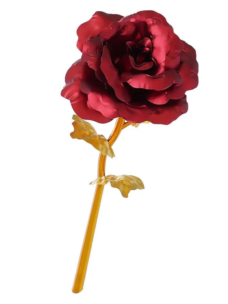Golden Red Rose Flower Showpiece