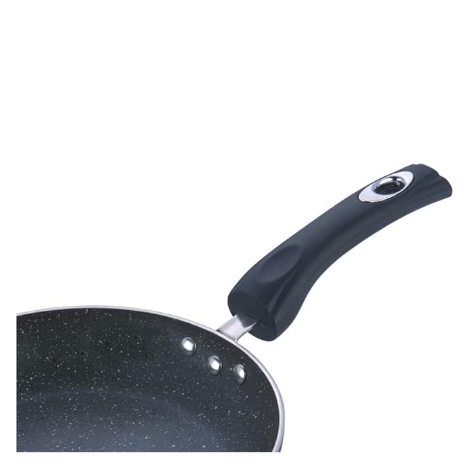 Vinod Zest Marbilo Aluminium Non Stick Frypan - 24 cm | Skillet Pan | 3 mm Thick | 5 Layer Coating