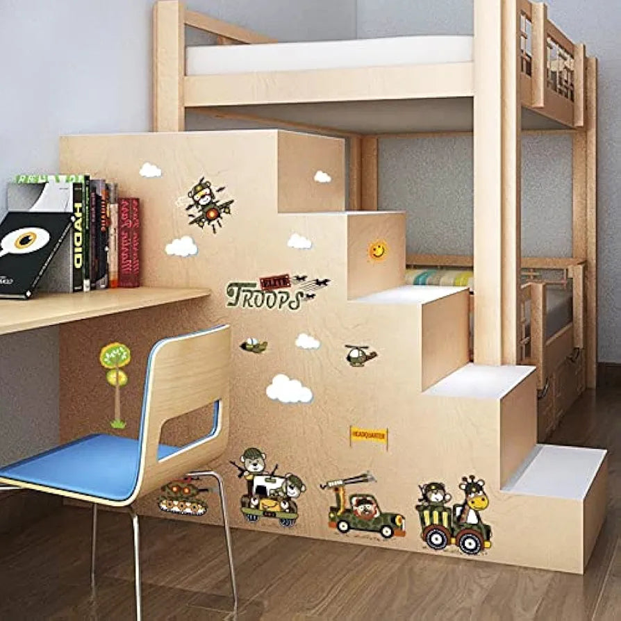 Jaamso Royals Multicolor Cartoon Animals Wall Sticker Waterproof and Removable Cartoon Animals Wall Sticker