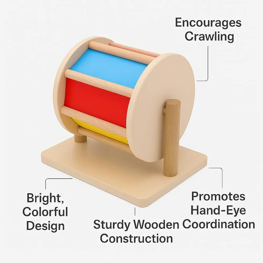 Tantrums Wooden Rainbow Wheel Toy for Infant to Build Hand Eye Concentration Motor Skills I Multicolor Rainbow Spinner