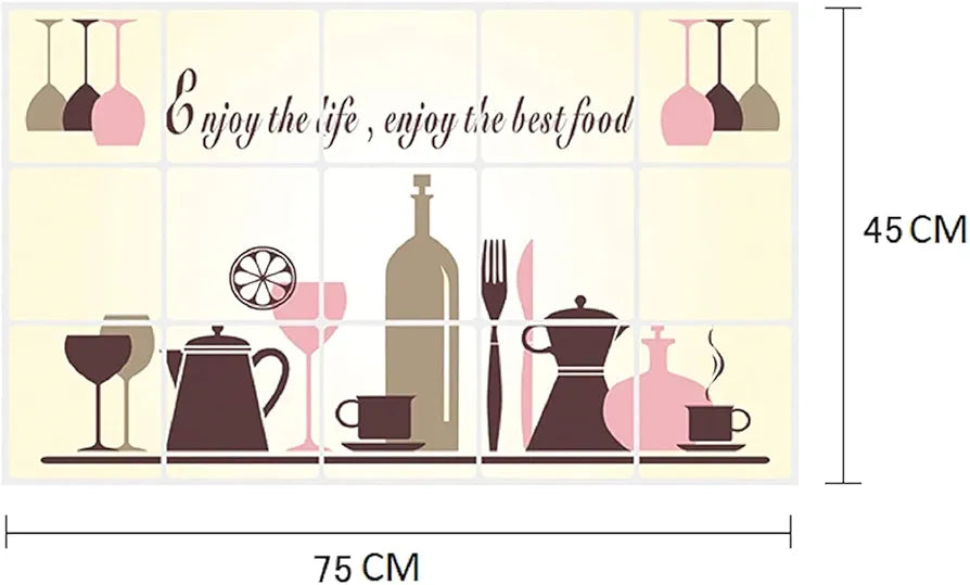 Jaamso Royals Wall Tiles Stickers Waterproof Kitchen Wall Stickers Oil Proof Tableware Kitchen Set