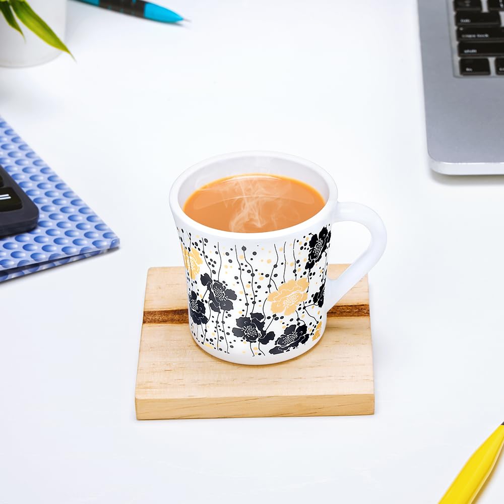 Larah by Borosil Crysta Series Dreamer Opalware Mug | Set of 6 Tea/coffee Mugs | 210 Ml Each