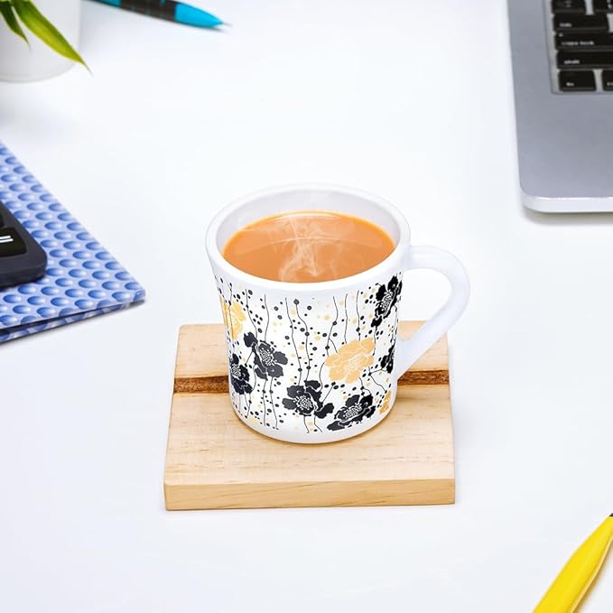 Larah by Borosil Crysta Series Dreamer Opalware Mug | Set of 6 Tea/coffee Mugs | 210 Ml Each