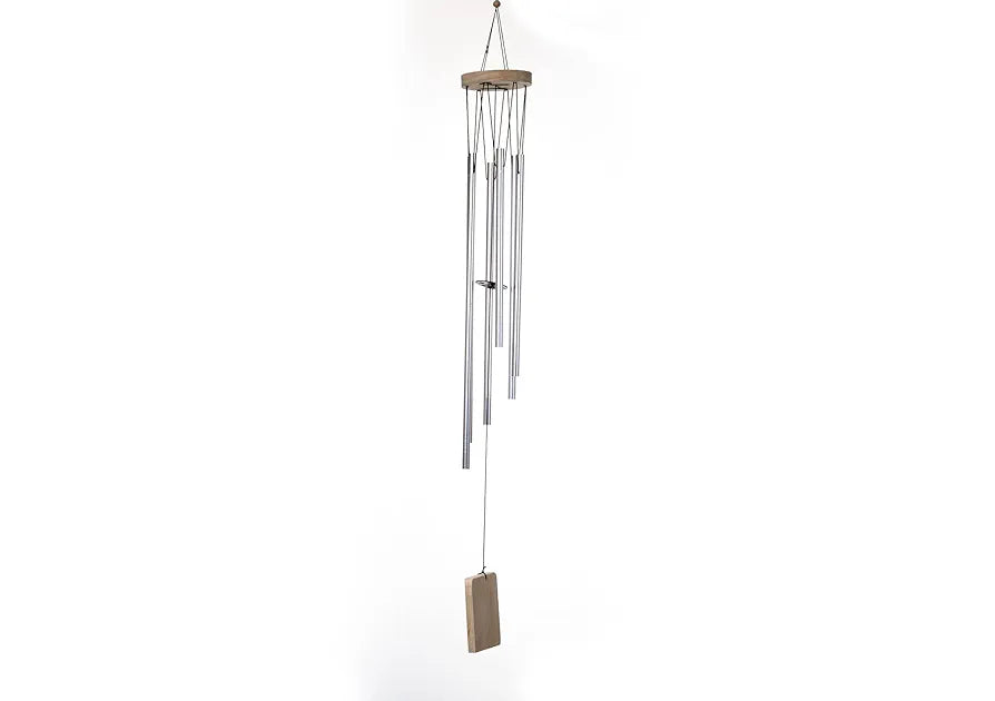 Tej Gifts Feng Shui Long Metal Wind Chime with 6 Silver Pipes
