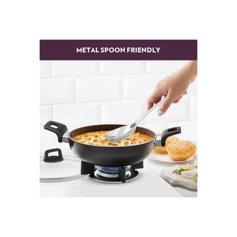 Borosil Granito Non-stick Fry Pan | Induction Friendly | Granite Finish | Pfoa-free | 28 Cm Diameter | Black