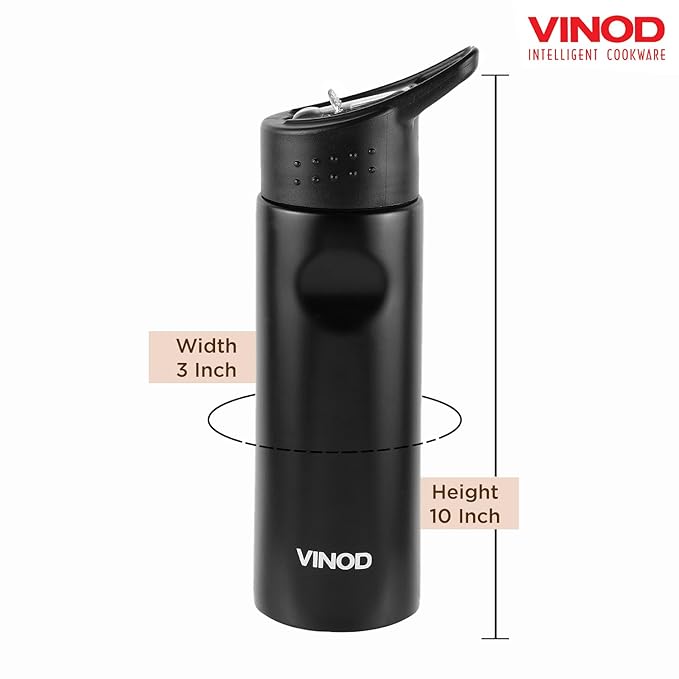 Vinod Snappy Stainless Steel Single Wall Vacuum Insulated Water Bottle - 750ml | Ergonomic Sleek Design
