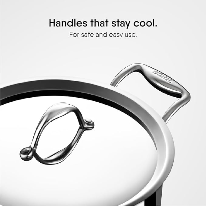 Stahl Artisan Triply Stainless Steel Sauce Pot/ Casserole With Lid | Induction Pot | Briyani Pot/ Handi | 2 L | 18 Cm