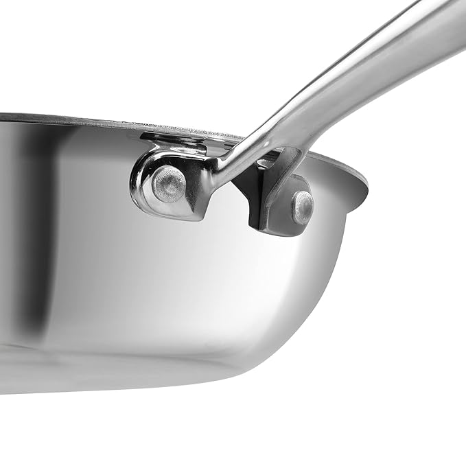 Vinod SAS Pro Platinum Triply Stainless Steel Non Stick Non Stick Frypan - 22 cm | Ceramic Coating | Honeycomb Design | Steel Handle | Induction Base