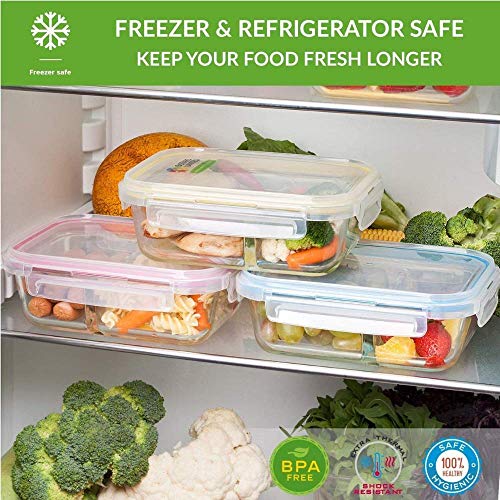 Femora Borosilicate Glass Containers for Kitchen | Storage Box for Kitchen With Air Vent Lid | Set of 2 1000ml, 1500ml