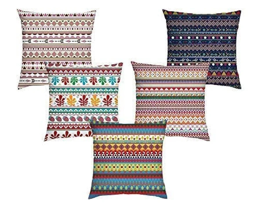 Aerohaven Set of 5 Designer Decorative Throw Pillow/Cushion Covers Multi Polyester
