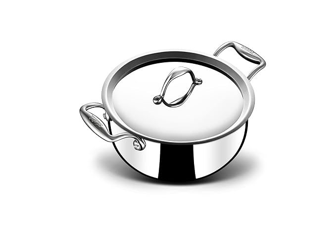 Stahl Artisan Triply Stainless Steel Belly Saucepot With Lid | Induction Base Casserole | Briyani Pot/ Handi | Stew Pot | 3.2 Litres | 20 Cm